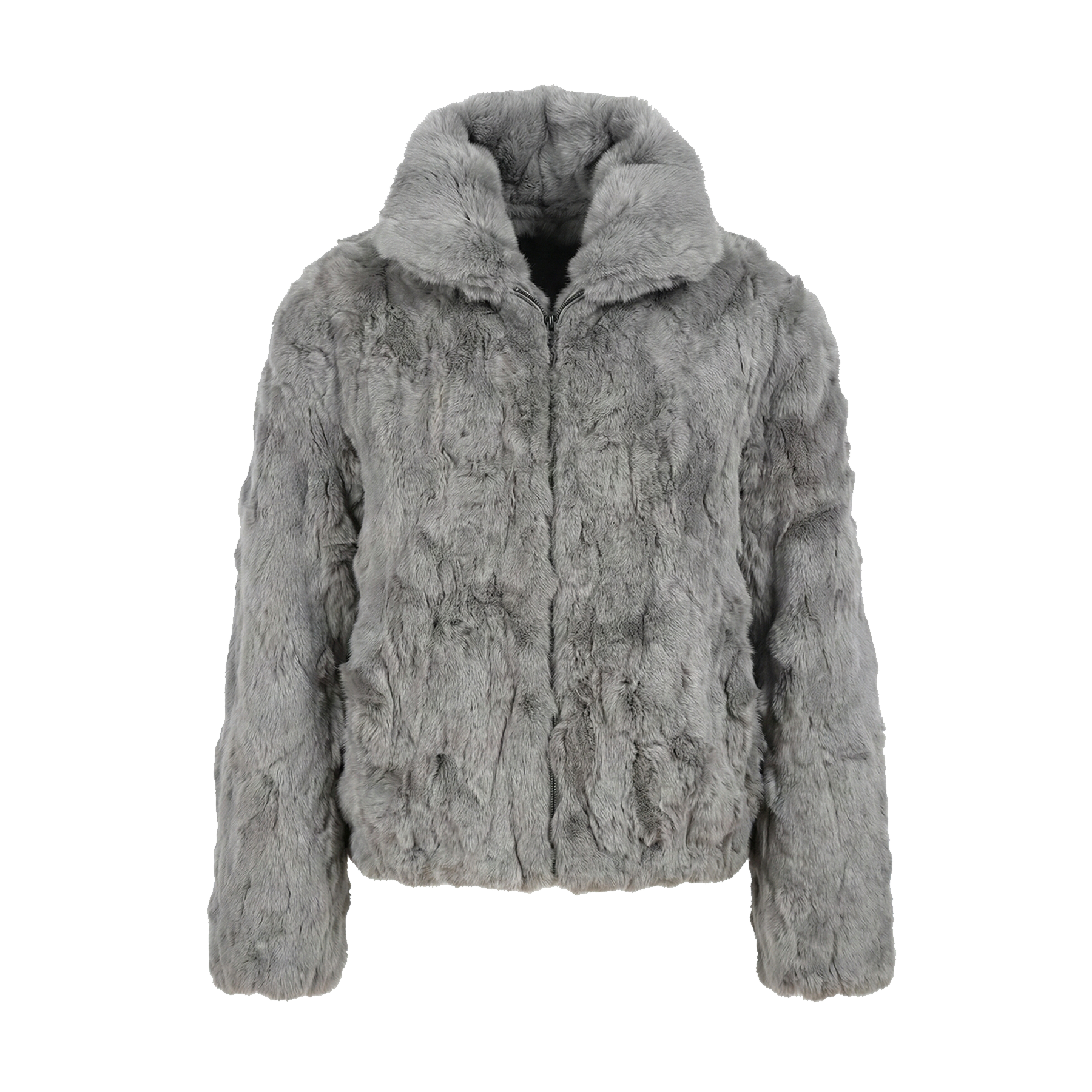 Kashani Grey Rex Rabbit Fur Bomber Jacket