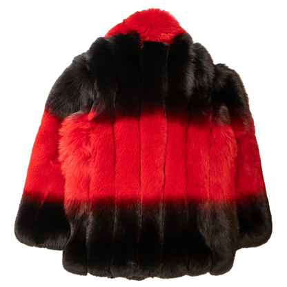 Kashani men's full red and black fox fur 3/4 coat