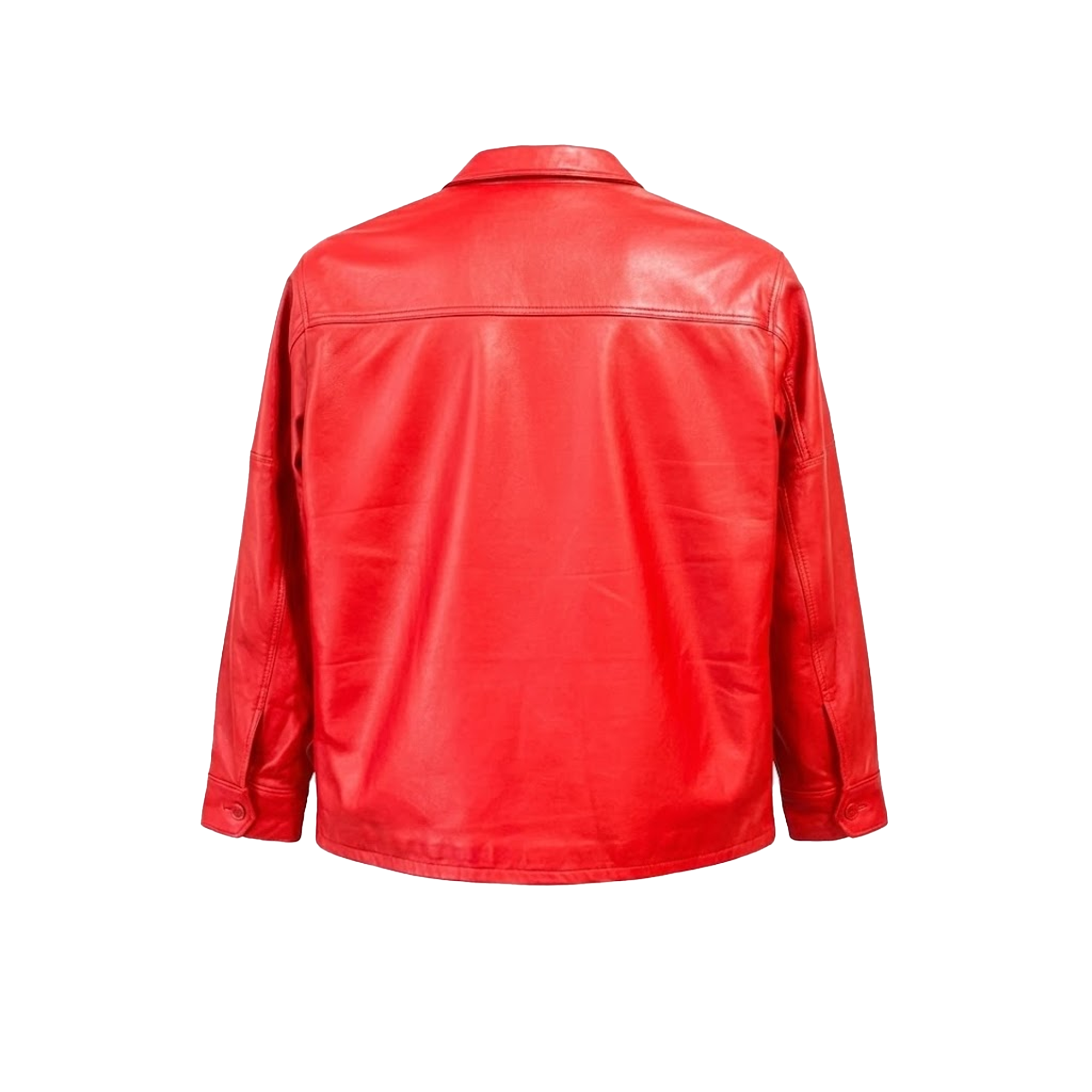 Kashani Men's Light Red Lambskin Button-Up Shirt