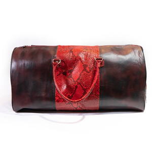 Marco Di Milano Hand Painted Red Python & Calfskin Duffle Bag - Dudes Boutique