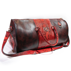 Marco Di Milano Hand Painted Red Python & Calfskin Duffle Bag - Dudes Boutique