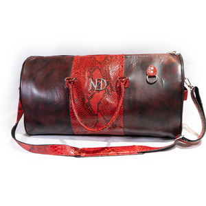 Marco Di Milano Hand Painted Red Python & Calfskin Duffle Bag - Dudes Boutique