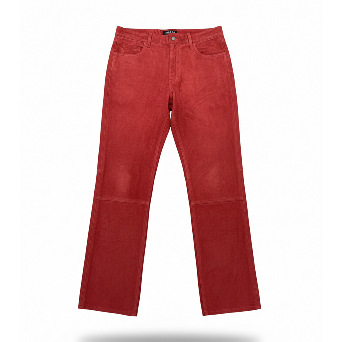 Kashani men's cherry red suede straight cut pants