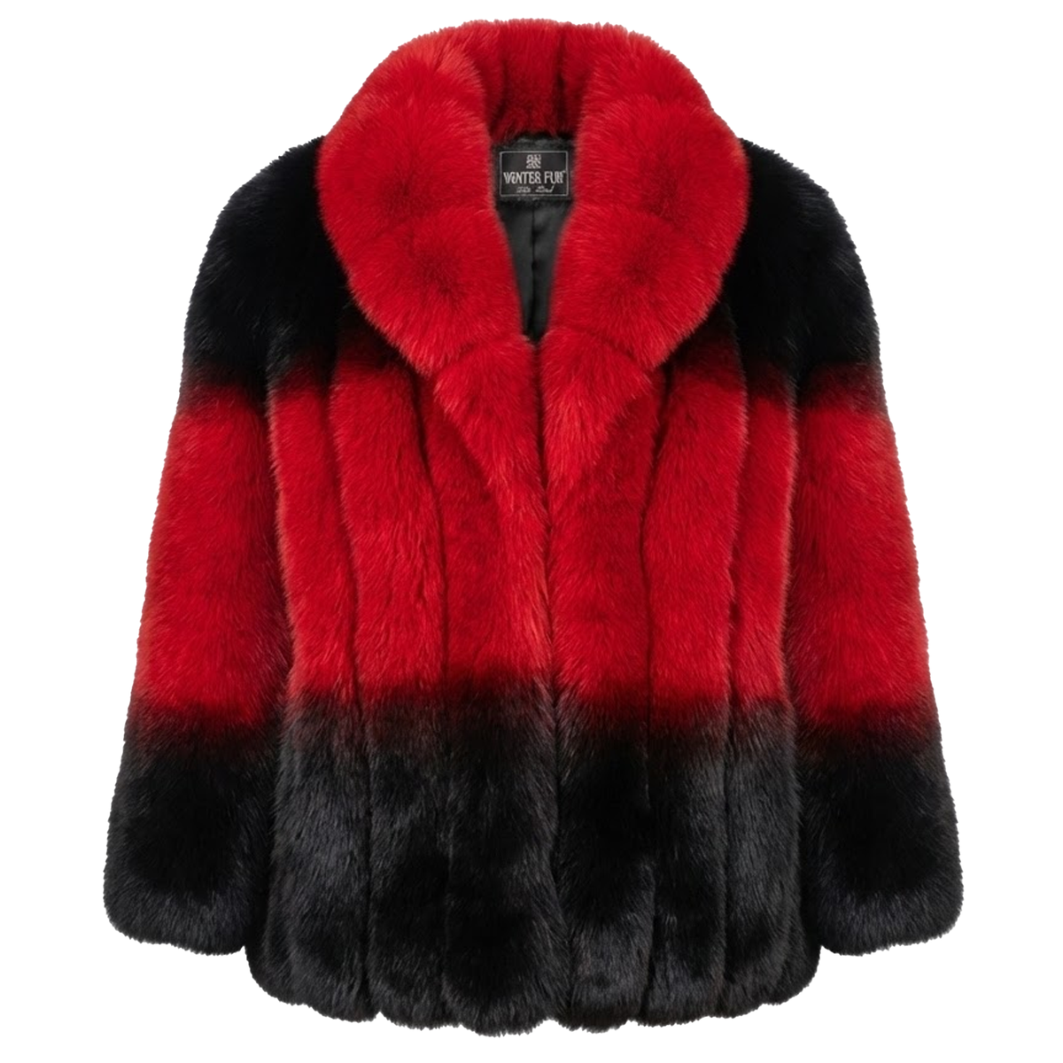 Kashani men's full red and black fox fur 3/4 coat