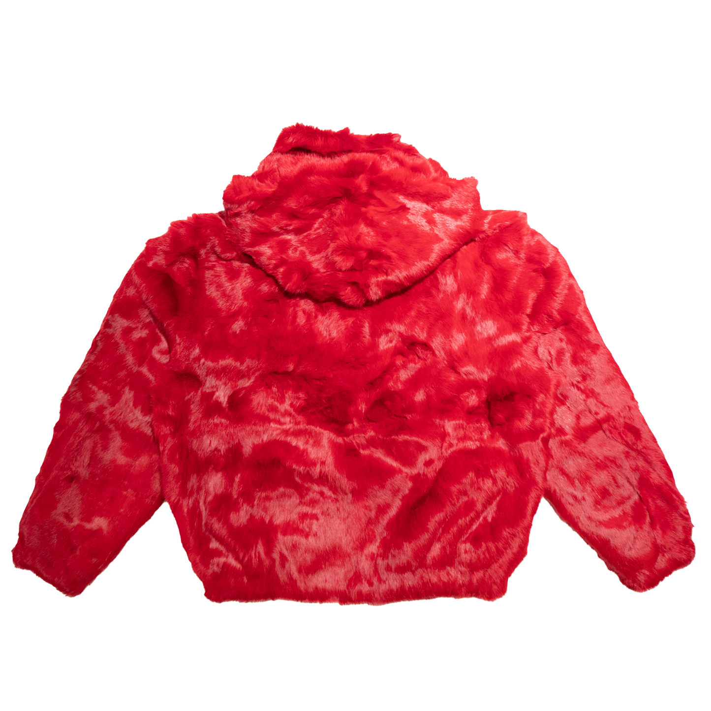 Kashani Men's Red Rabbit Fur Hooded Bomber Jacket - Dudes Boutique