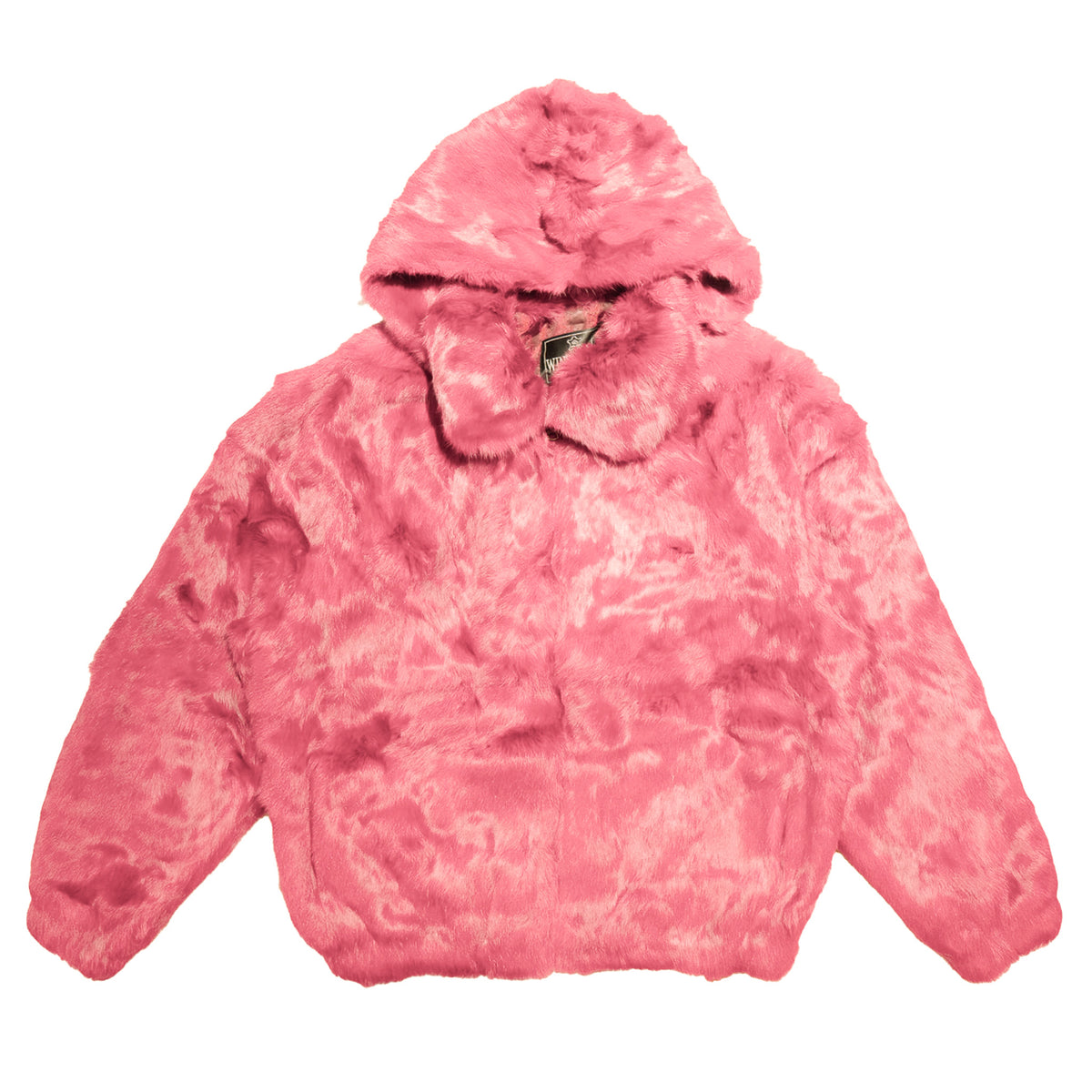 Kashani men's pink rabbit fur hooded bomber jacket