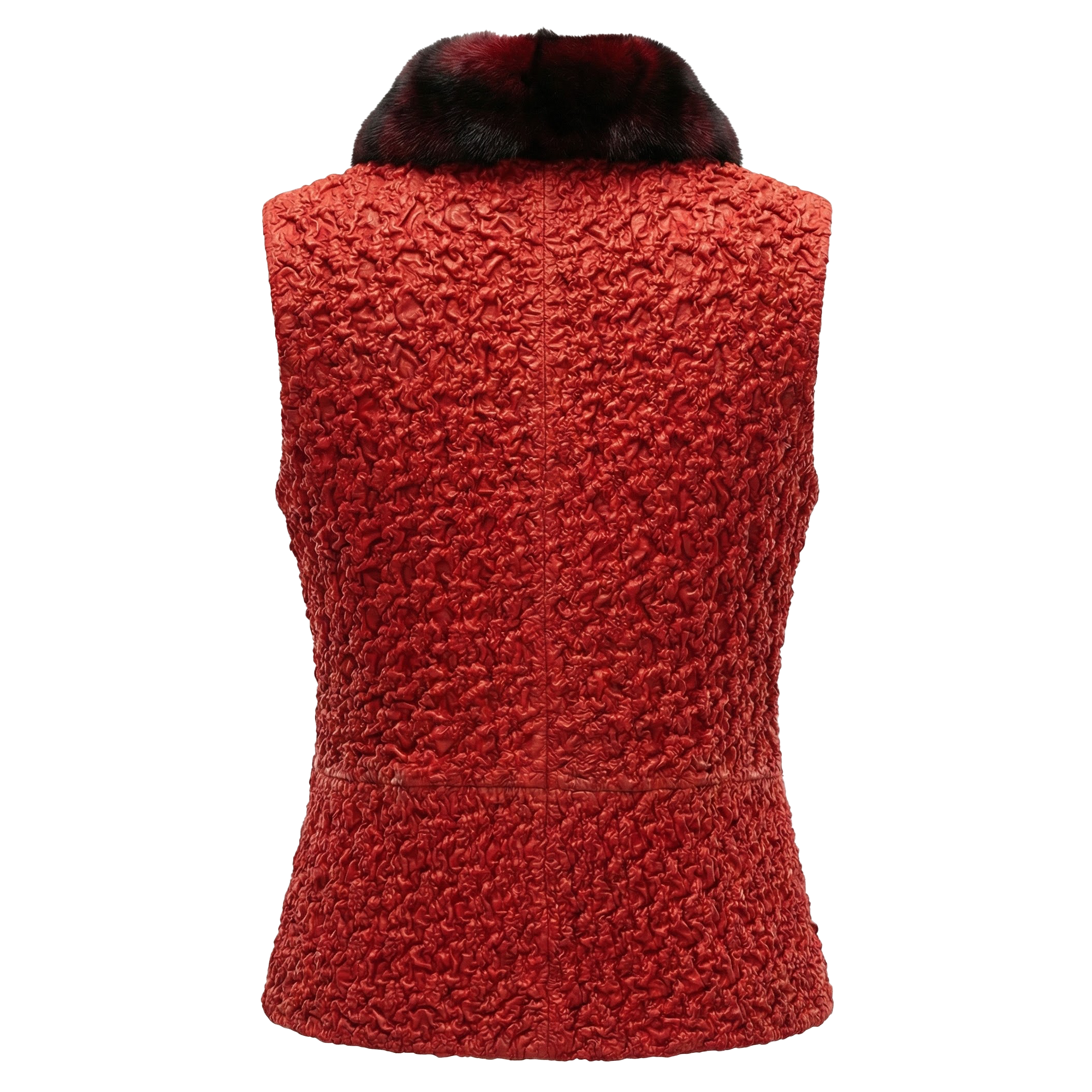 Emelda Women's Red Shrunken Lambskin Vest