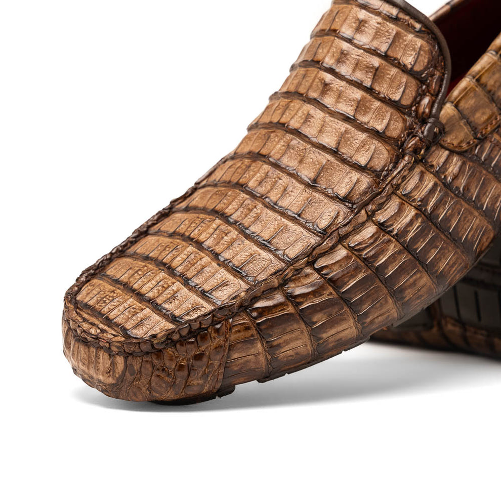 Marco Di Milano Remo Stone Washed Brown Crocodile Loafers - Dudes Boutique