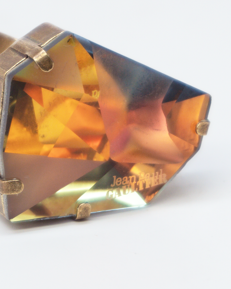 Nikolas Frangos x Jean Paul Gaultier Crystal Raw Cut Gold Ring - Dudes Boutique