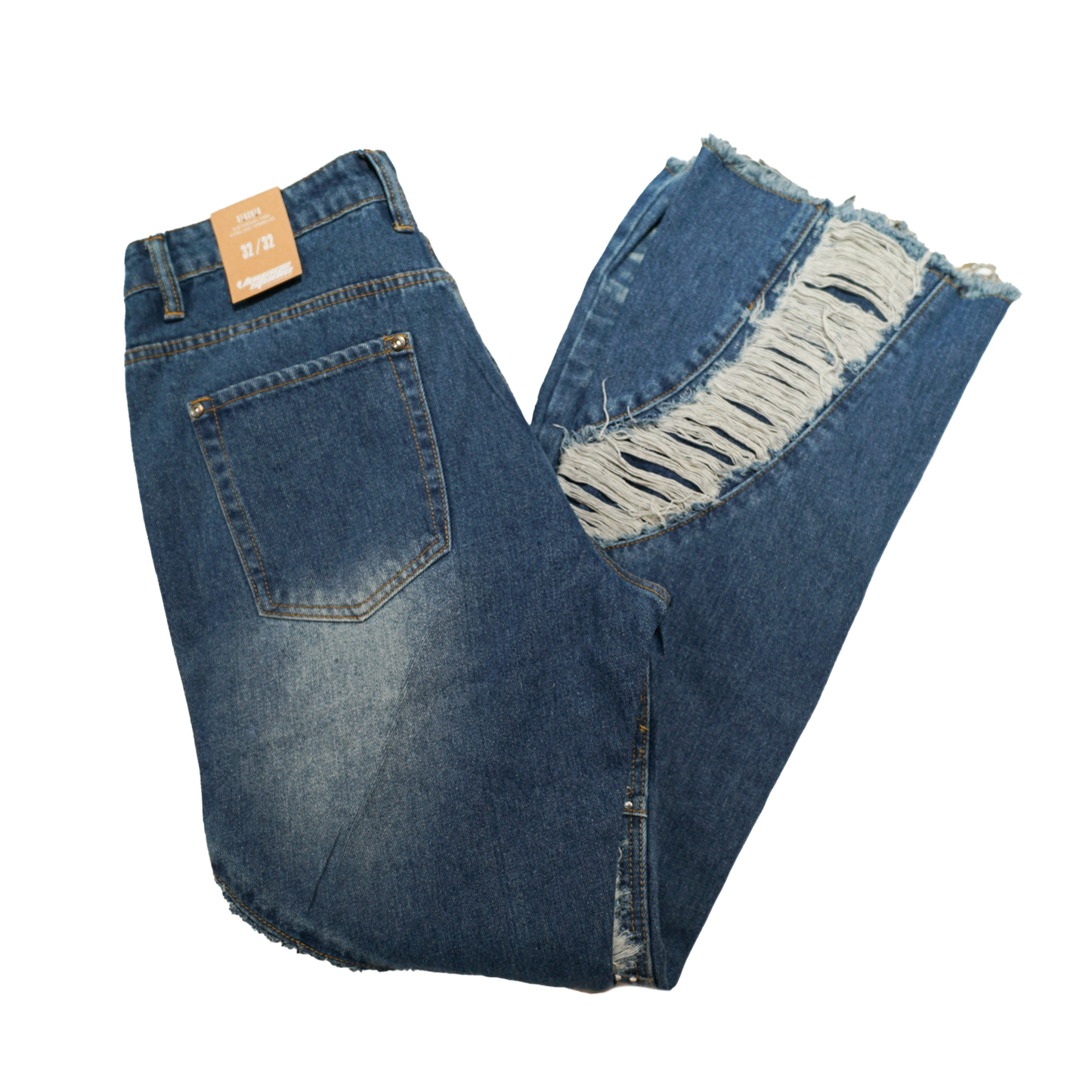 Voyage Studio Shredded Panel Crystal Denim Jeans