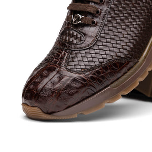 Marco Di Milano Roma Brown Woven Calfskin & Crocodile Sneakers - Dudes Boutique