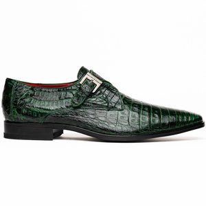 Marco Di Milano Rovigo Green Caiman Crocodile Monk Strap Dress Shoes - Dudes Boutique