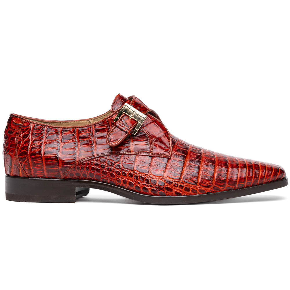 Marco Di Milano Rovigo Rustic Cognac Caiman Crocodile Monk Strap Dress Shoes - Dudes Boutique