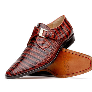 Marco Di Milano Rovigo Cognac Caiman Crocodile Monk Strap Dress Shoes - Dudes Boutique