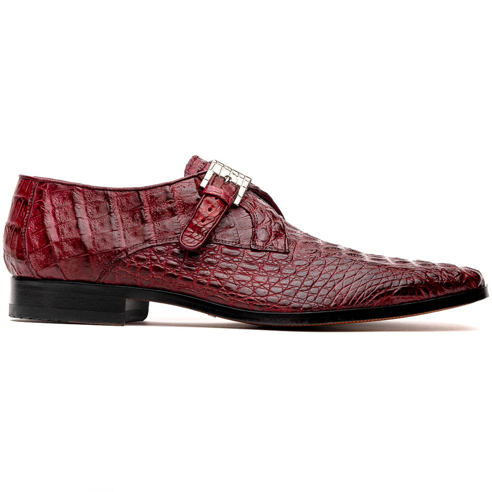 Marco Di Milano Rovigo Wine Caiman Crocodile Monk Strap Dress Shoes - Dudes Boutique