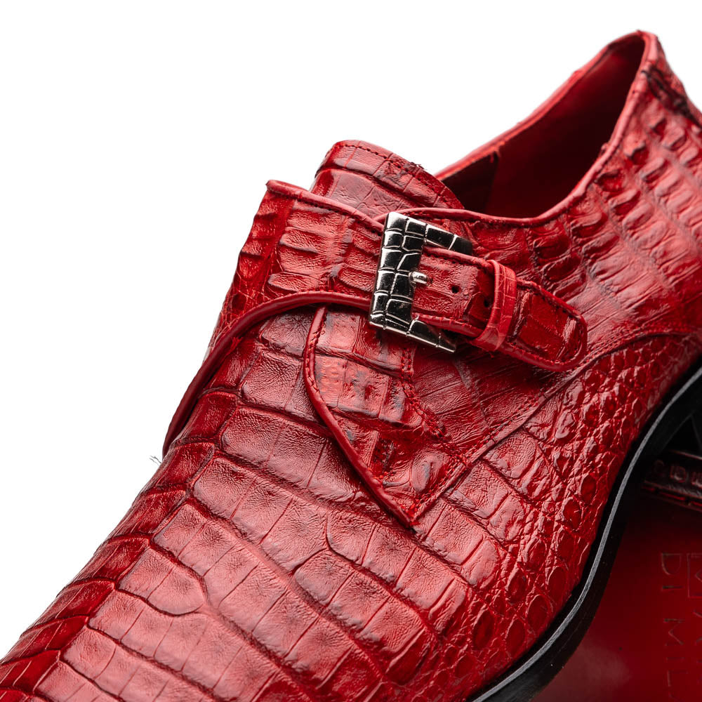 Marco Di Milano Rovigo Red Caiman Crocodile Monk Strap Dress Shoes - Dudes Boutique