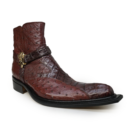 Mauri 42844 crocodile and ostrich quill ankle dress boot
