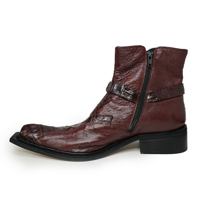 Mauri 42844 crocodile and ostrich quill ankle dress boot