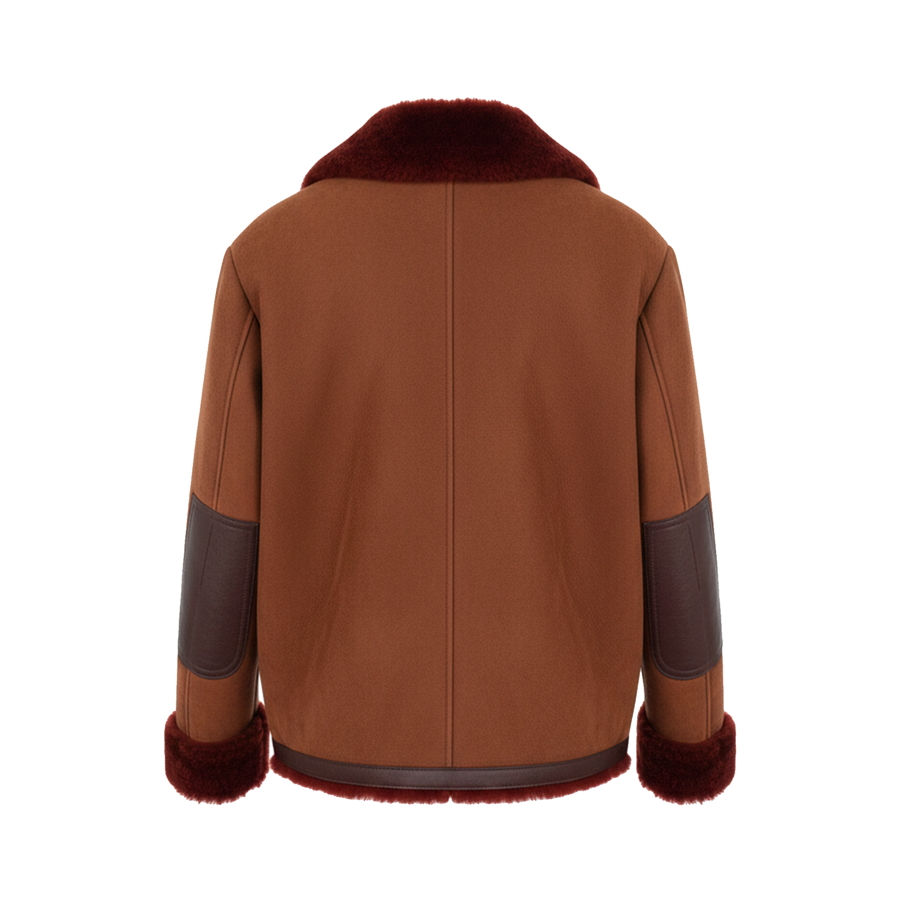 Kashani Burgundy Biker Shearling Coat