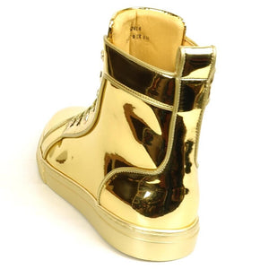 Fiesso Gold Metallic Hightop Sneakers - Dudes Boutique