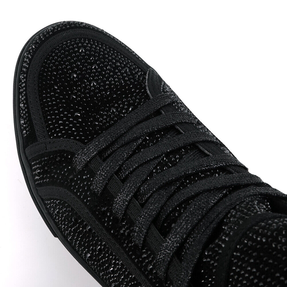 Fiesso Full Black Crystal Hightop Sneakers - Dudes Boutique