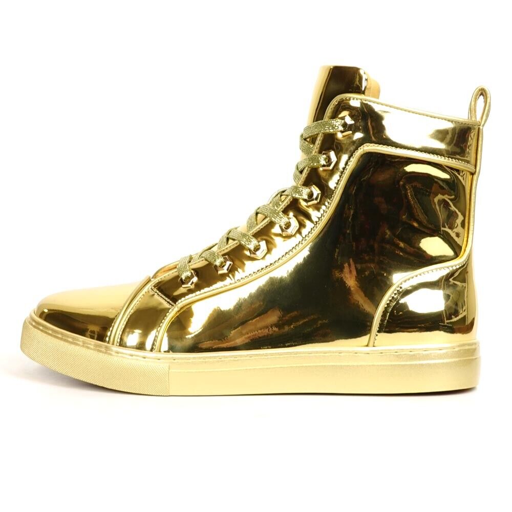 Fiesso Gold Metallic Hightop Sneakers - Dudes Boutique