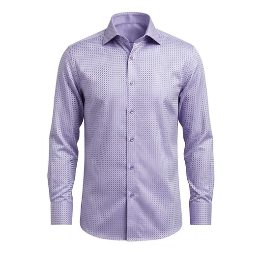 Leoni T820-2 Purple Grid Button Up Shirt