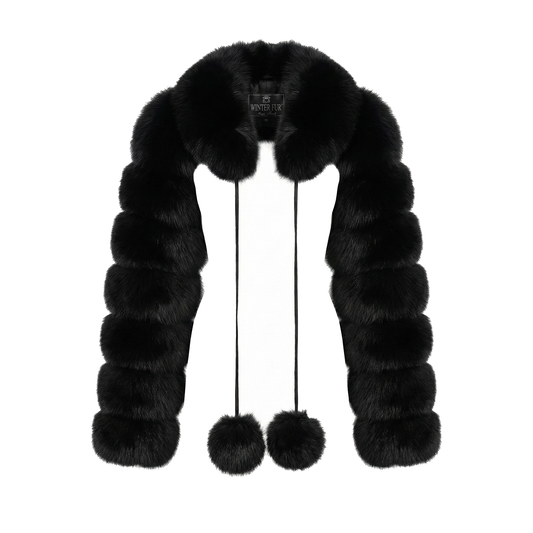 Kashani Women's Black Fox Fur Sleeves