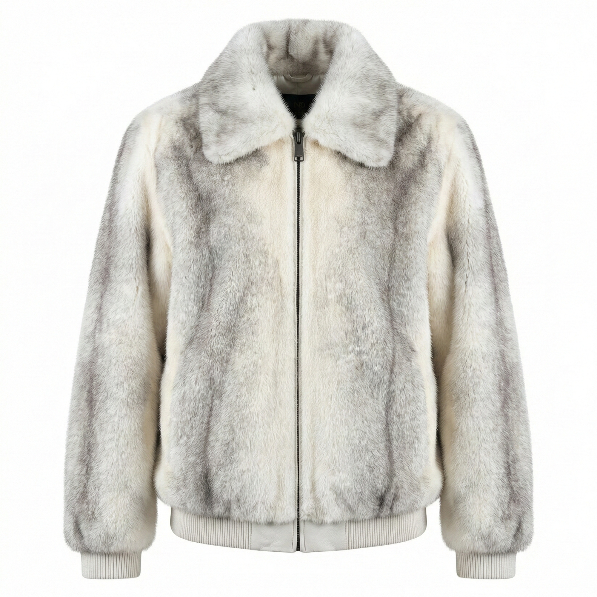 Luca Della Natural Sapphire Cross Mink Fur Bomber Jacket
