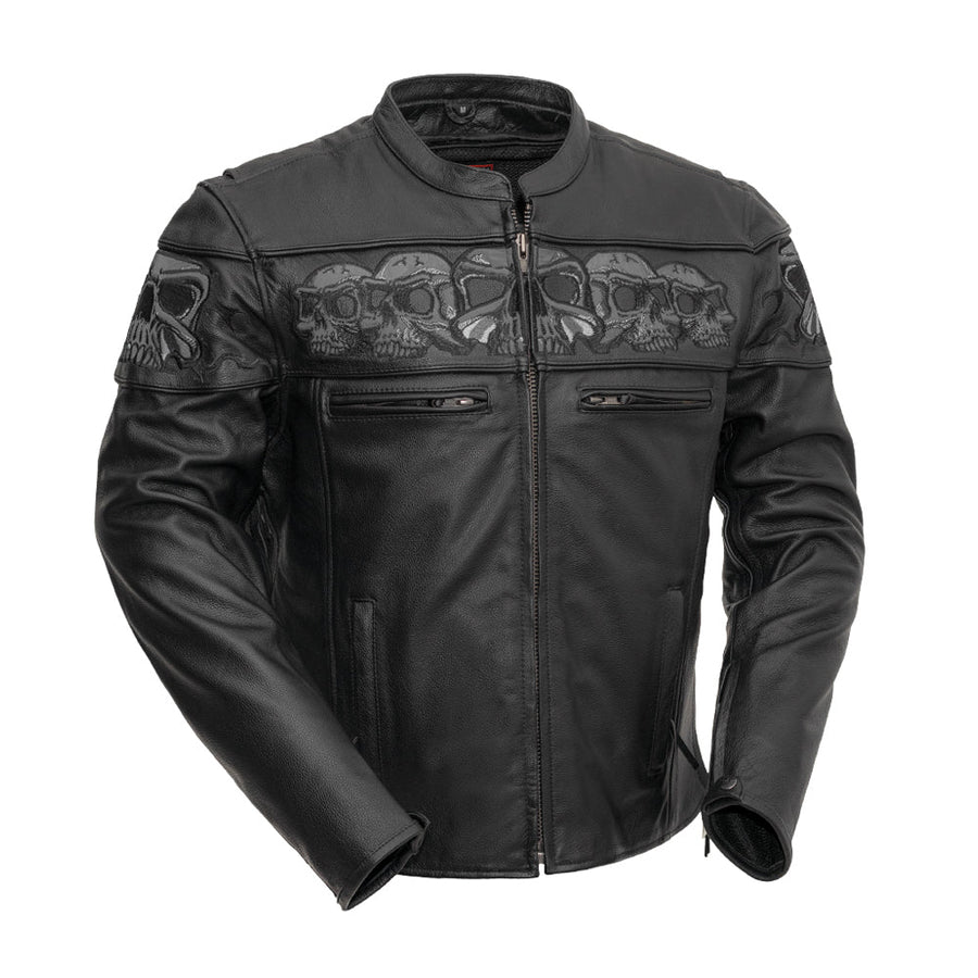 FMG Skull Glow-in-Dark Motorcycle Leather Biker Jacket