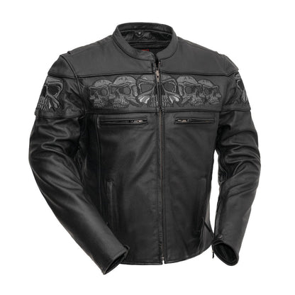 FMG Skull Glow-in-Dark Motorcycle Leather Biker Jacket