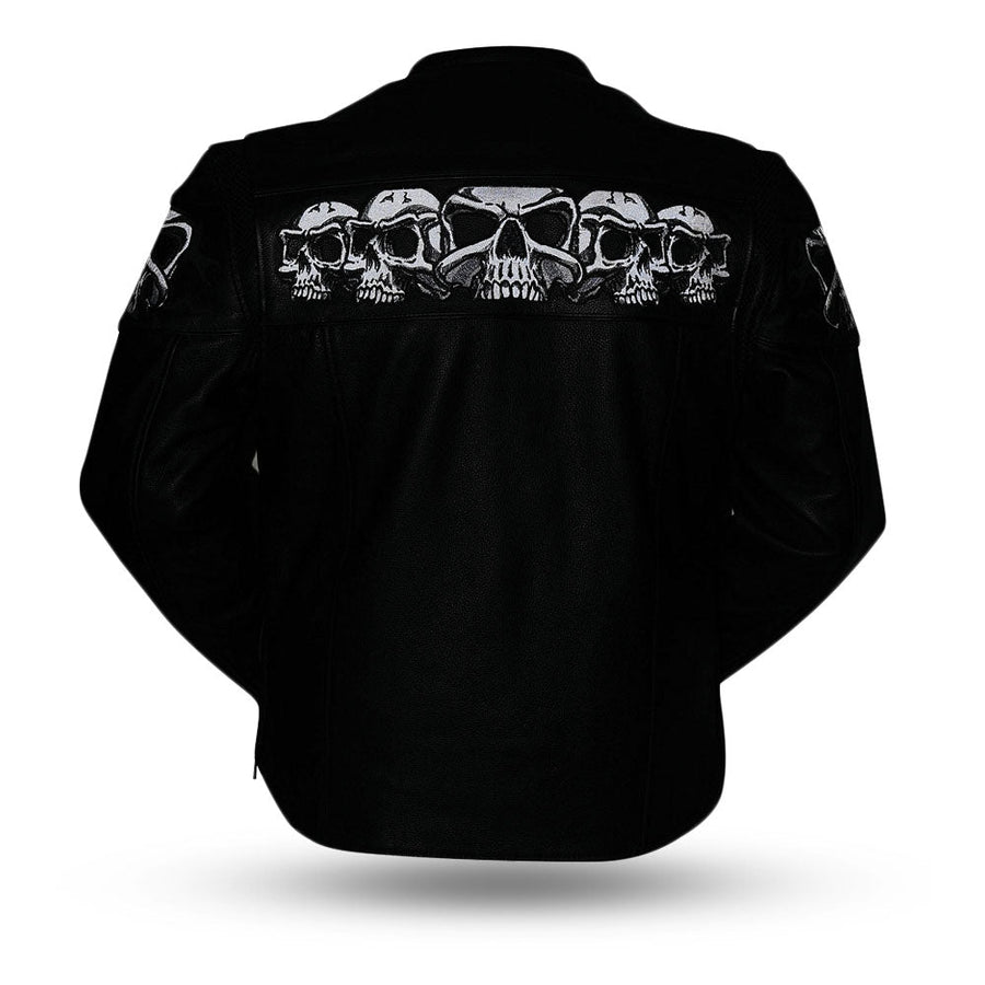 FMG Skull Glow-in-Dark Motorcycle Leather Biker Jacket