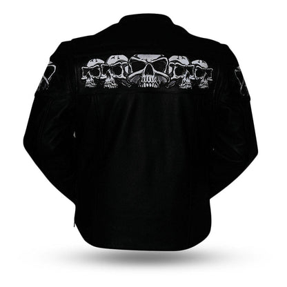 FMG Skull Glow-in-Dark Motorcycle Leather Biker Jacket