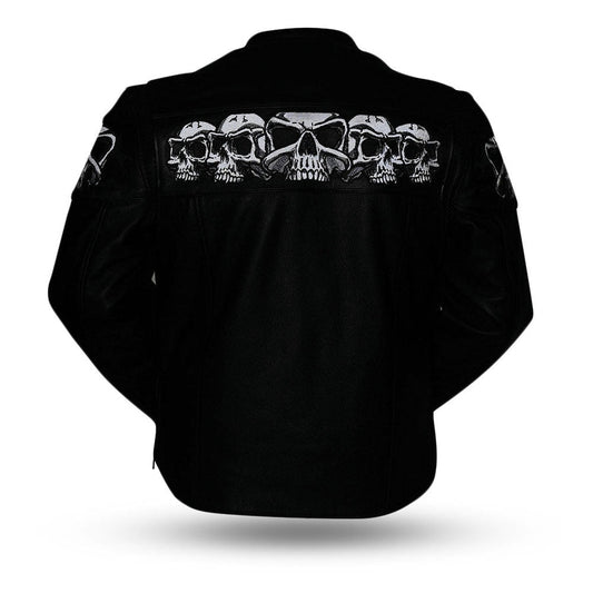 FMG Skull Glow-in-Dark Motorcycle Leather Biker Jacket