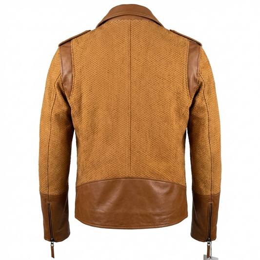 Kashani ID Men's Suede Scales Lambskin Leather Biker Jacket