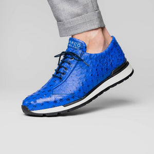 Marco Di Milano Scanno Electric Blue Ostrich Quill Sneakers - Dudes Boutique