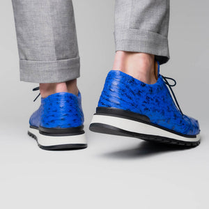 Marco Di Milano Scanno Electric Blue Ostrich Quill Sneakers - Dudes Boutique