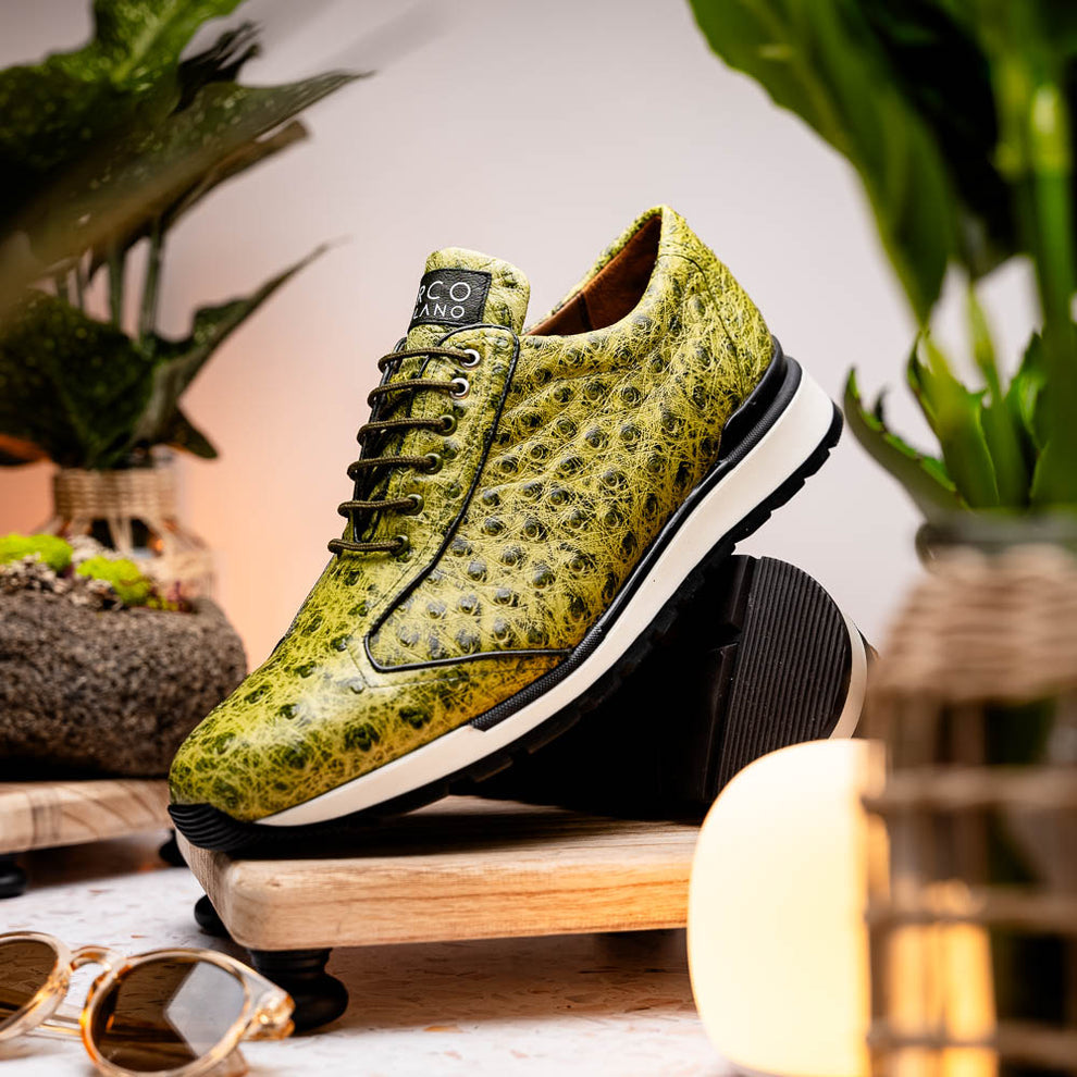 Marco Di Milano Scanno Antique Green Ostrich Quill Sneakers - Dudes Boutique