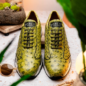 Marco Di Milano Scanno Antique Green Ostrich Quill Sneakers - Dudes Boutique