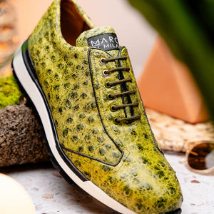 Marco Di Milano Scanno Antique Green Ostrich Quill Sneakers - Dudes Boutique