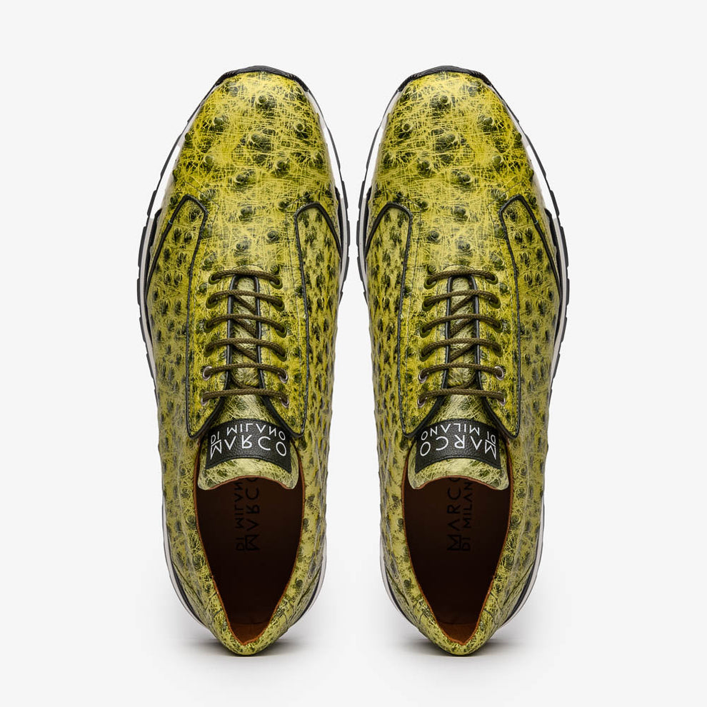 Marco Di Milano Scanno Antique Green Ostrich Quill Sneakers - Dudes Boutique