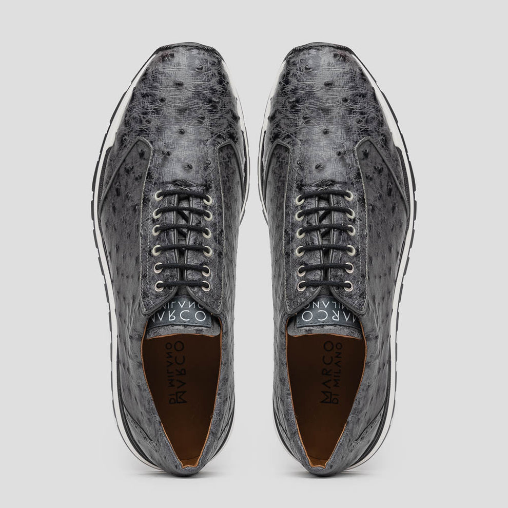 Marco Di Milano Scanno Antique Grey Ostrich Quill Sneakers - Dudes Boutique