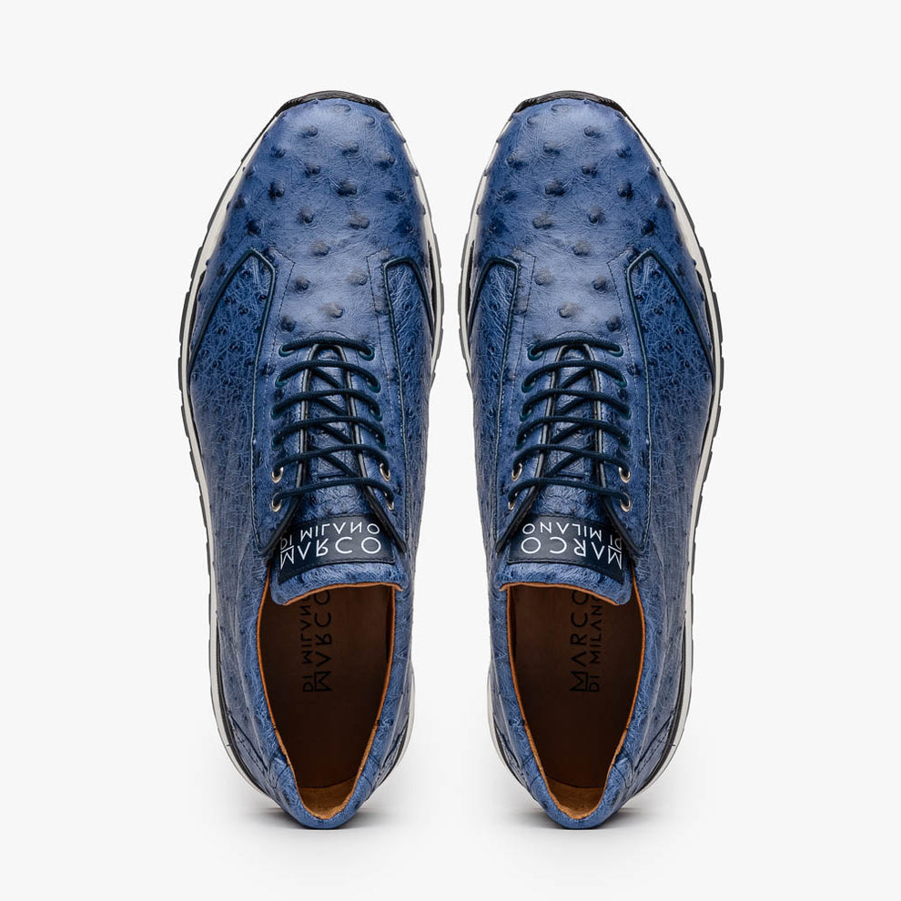 Marco Di Milano Scanno Antique Navy Ostrich Quill Sneakers - Dudes Boutique