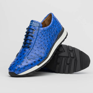 Marco Di Milano Scanno Electric Blue Ostrich Quill Sneakers - Dudes Boutique