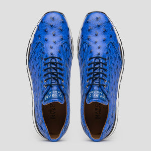 Marco Di Milano Scanno Electric Blue Ostrich Quill Sneakers - Dudes Boutique