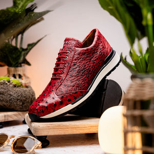 Marco Di Milano Scanno Antique Red Ostrich Quill Sneakers - Dudes Boutique