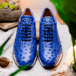 Marco Di Milano Scanno Electric Blue Ostrich Quill Sneakers - Dudes Boutique