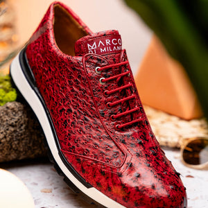 Marco Di Milano Scanno Antique Red Ostrich Quill Sneakers - Dudes Boutique