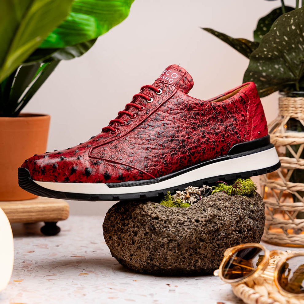 Marco Di Milano Scanno Antique Red Ostrich Quill Sneakers - Dudes Boutique