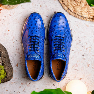 Marco Di Milano Scanno Electric Blue Ostrich Quill Sneakers - Dudes Boutique